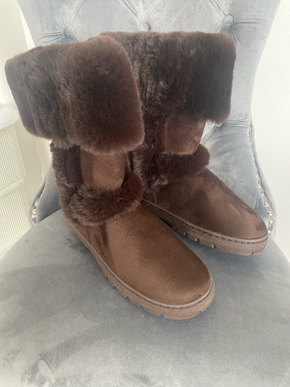 NWT Style & Co. Dark Brown Faux-Fur Fold-Over Winter Boots